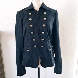INC International Concepts Black Military Jacket Double Breasted Size M Coat - Picture 1 of 13