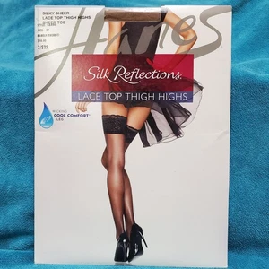 Hanes Silk Reflections Lace Thigh Highs Sheer Style 720 Plus Size EF kaum da - Bild 1 von 9