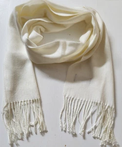 100 % Kaschmir Unisex Beige Fransen Schal 66X11,5" Hergestellt in Schottland - Bild 1 von 3