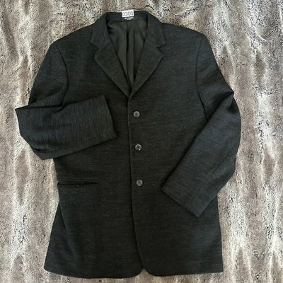 J. Ferrar Men’s Wool Blazer Coat Sport Jacket Charcoal Black 3 Button 40R - Image 1 of 4