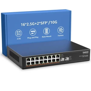 18 Port 2.5G Umanaged Ethernet Switch/ 16 x 2.5Gb Base-T Ports/ 2 x 10G SFP+/... - Photo 1/4