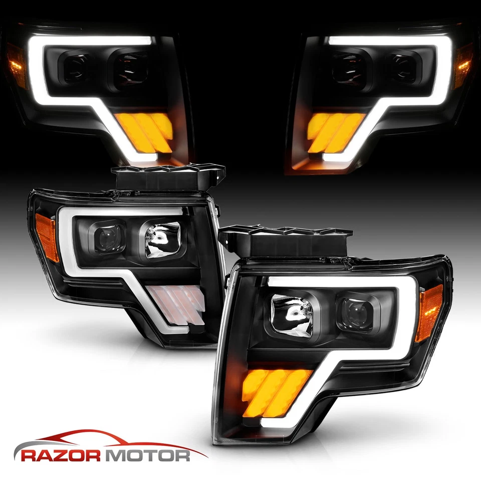 For 2009-2013 Ford F150 LED Projector Black Headlights Foto 1 de 4