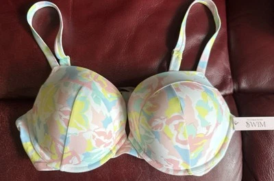 Top de bikini Victoria's Secret Swim nuevo con etiquetas talla 40C con aros colorido acolchado push up Foto 1 de 4