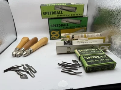 Tres cortadores de linóleo Speedball vintage. 9 hojas Foto 1 de 2