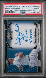 2025 LEAF METAL SPORTS HEROES INSCRIPTION BLUE AUTOGRAPH DAVE WINFIELD PSA 8 - Picture 1 of 2