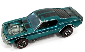 Mattel Hot Wheels Redlines Mustang Boss Hoss Aqua 1969 Vintage Hong Kong - Picture 1 of 11