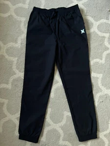 Hurley Boy's Jogger Pants Super Stretch Elastic Cuff Tapered Black Size 18/20 - Picture 1 of 2