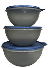 Tupperware Wonderlier Bowls 3 Piece Set True Blue 6, 8 3/4, 12 Cup USA Vintage