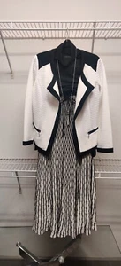 Chicos Cardigan Kimono Blazer Jacket Open Career Office Business White Black - Picture 1 of 12