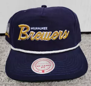 Milwaukee Brewers Hat Navy Blue Rope Snapback The Caddy Fit Mitchell & Ness - Picture 1 of 3