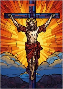 Glasmalerei Kreuzigung Jesu Puzzle 300/500/1000 Teile - Bild 1 von 3