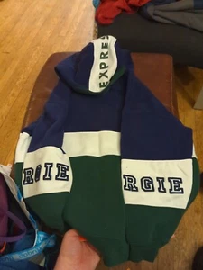 Vintage Express Athletique Hoodie Adult Xs Blue Green Colorblock 3/4 Sleeve - Picture 1 of 5