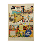 1942 Pabst Blue Ribbon Beer Vintage Print Ad 33 Fine Brews Blended Bowling Comic