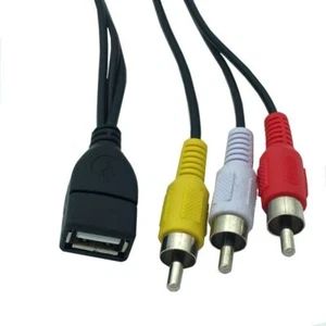 Female Splitter Audio Video Cord AV Composite Adapter Line USB to 3 RCA Cable - Picture 1 of 11