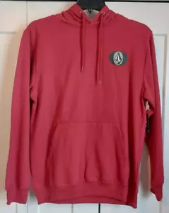 Men's Volcom Red/Burgundy Long Sleeve Pullover Hoodie Kangaroo Pocket Medium NWT - Picture 1 of 3