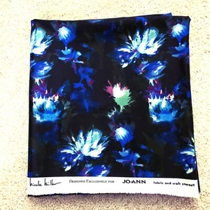 NICOLE MILLER Jo-Ann Fabric Black Blue Purple 1.5 Yards 57 x 57 inches NEW - Picture 1 of 5