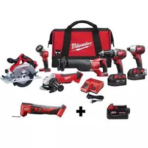 Milwaukee 6-Tools Combo Kit 18V Li-Ion Cordless w/ Multi-Tool + 5.0Ah Battery - Picture 1 of 8