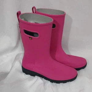 NWOB Bogs Big Kids Girls Pink Holly Jr Tall Rubber Rain Boots Size Youth 5 - Picture 1 of 11