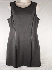 Rafaella Women's 12P Dress Charcoal Gray Leather Trim Sheath Dress 319raf - Picture 1 of 19