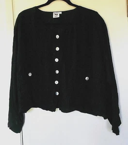 Las Manos, schwarzes Langarmshirt, 2 Taschen, Shell-Top mit Knopfleiste, Gr. 2X - Bild 1 von 4