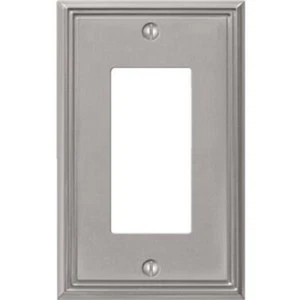 24-Amerelle Metro Line 1-Gang Cast Metal Rocker Decor Wall Plate Brushed Nickel - Picture 1 of 1