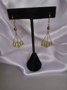 Natural Untreated Peridot Chandelier Earrings, 14KYG Over Sterling Silver, HSN  - Picture 1 of 8