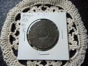 1831-R Brazil 40 REIS COIN - Picture 1 of 3