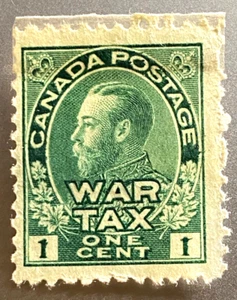 Sello franqueo de Canadá 1 centavo King George V 1915 IMPUESTO DE GUERRA MH OG. - Imagen 1 de 2