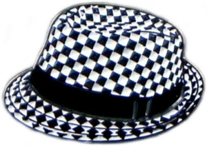 Ska Hat Trilby 2 Tone Chequerboard Metal Enamel Pin Badge - Picture 1 of 1