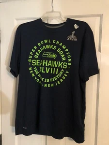 Nuova maglia Nike Dri-Fit manica corta Seattle Seahawks Super Bowl 48 uomo large - Foto 1 di 5