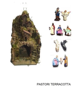 1 Crèche Complet 23x23 Haut 32 CM Avec Lumières 9 Bergers 7cm Terre Cuite Non a1 - Picture 1 of 5