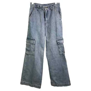 J. Galt Damen Jeans High Rise Wide Leg Blau Cargo Denim Baumwolle Light Wash Gr. S - Bild 1 von 9