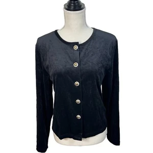 Chaqueta Cardigan Diane von Furstenberg Vintage Terciopelo Negro Talla M Años 90 NUEVA SIN ETIQUETAS  - Imagen 1 de 7
