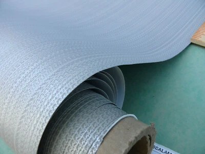 SINGLE ROLL 5 yds SCALAMANDRE WALLPAPER ARIA STRIE ANTIQUE SILVER MSRP$126/RL - Image 1 of 4