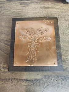 Vintage Copper And Wood Punch Art Wheat Picture - Picture 1 of 6
