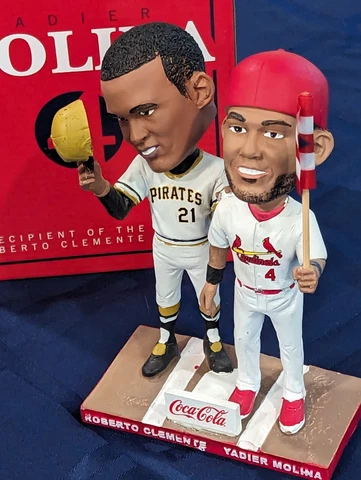 Coca-Cola Roberto Clemente & Yadier Molina Bobblehead With Box Cover