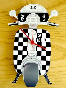 2 Tone Scooter Clock, LI TV SX GP Scooter Wall Clock, Ska Reggae Two Tone Clock - Picture 1 of 2