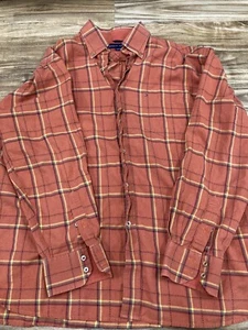 Tommy Hilfiger Plaid Orange and Yellow Long Sleeve Button Up Size XL - Picture 1 of 6