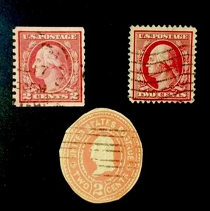 3 Red Stamps 2 Cent George Washington - Picture 1 of 2