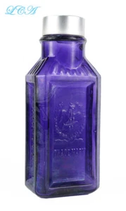 Antique EAGLE CHILI POWDER purple bottle w/pic DOUBLE EAGLE embossed in panel! - Picture 1 of 6