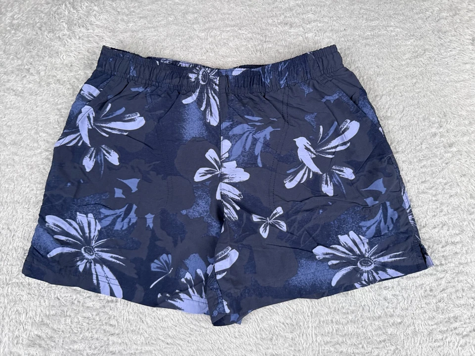 Pantalones Cortos Columbia Hombres Pequeños Azul Floral Hawaiano 100% Nylon Natación Gimnasio Correr 30x5 Foto 1 de 4