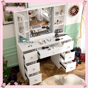 USB Ports Large Makeup Table Vanity Desk Set With Sliding Mirror Dressing Desk - Picture 1 of 9