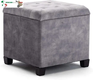 Pouf Cubo Poggiapiedi Sgabello Contenitore Cassapanca, Cubo da 45 cm, velluto nu - Foto 1 di 7