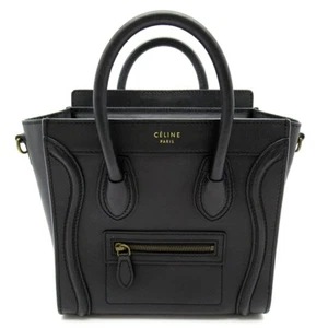 CELINE Luggage Nano Shopper 168243 Calfskin Handbag black USED - Picture 1 of 8