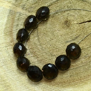 Smoky Quartz Faceted Onion Beads Briolette Natural Loose Gemstone Making Jewelry - Picture 1 of 3