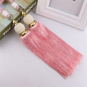 1PC Pearl Ball Braided Rope Curtain Tie Backs Hanging Tassels (2x)  Decoration