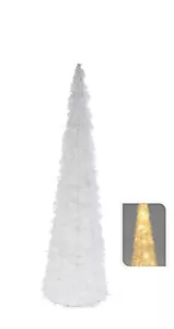 LED Pyramide weiß - 60cm - mit Schnee Kegel Weihnachten Advent Winter Dekoration - Bild 1 von 1
