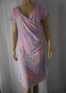 JULIE BROWN NYC Dress size Large pink Leopard print style Lizzy faux wrap NWT - Picture 1 of 6
