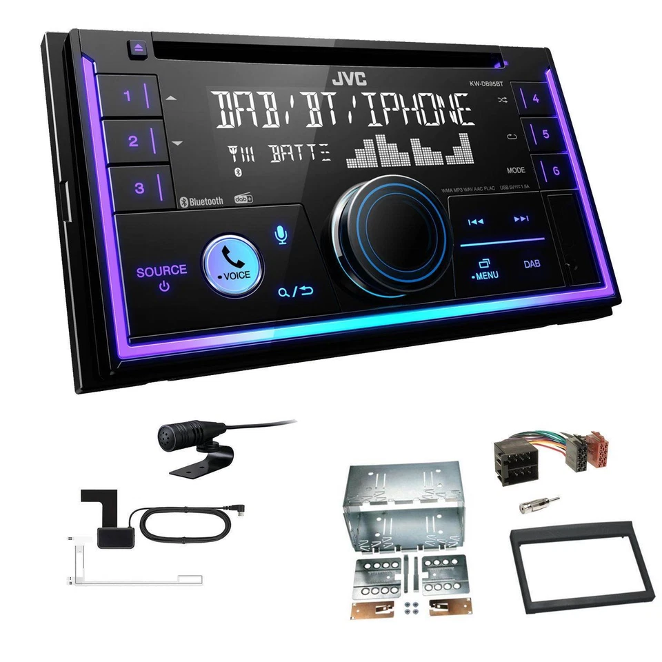 JVC 2-DIN MP3 Autoradio Bluetooth DAB für Porsche Boxster 1996-2004 schwarz