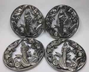 Juego de 4 montañas rusas de vacaciones de Navidad recortes adornados diseño de vela de metal - Imagen 1 de 5
